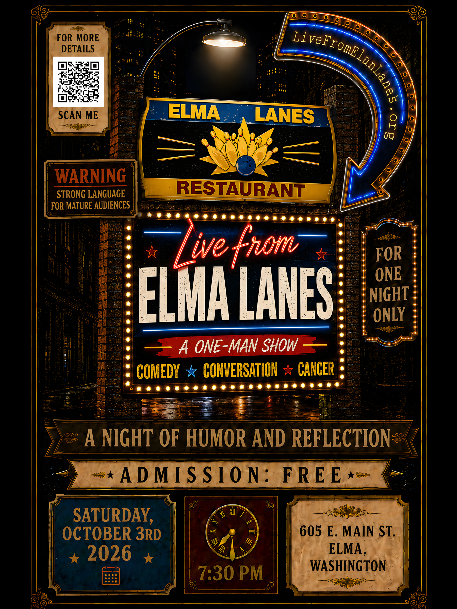 Live from Elma Lanes event poster